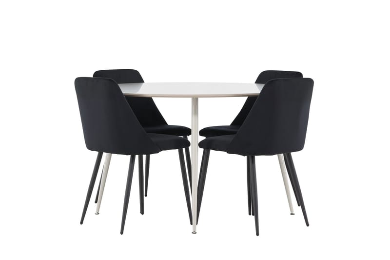 Plaza Ruokailuryhmä 120 cm Pyöreä jossa 4 Night tuolia - Beige/Musta - Huonekalut - Pöytä & ruokailuryhmä - Ruokailuryhmä