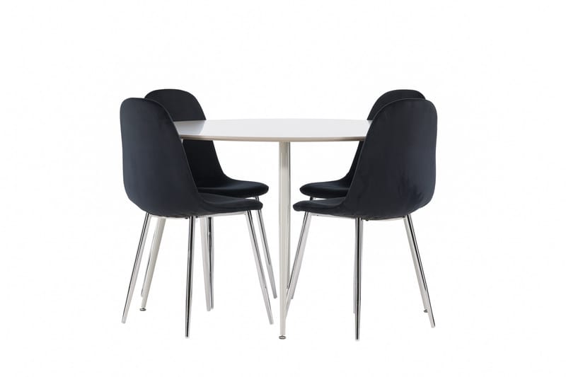 Plaza Ruokailuryhmä 120 cm Pyöreä jossa 4 Polar tuolia - Beige/Musta - Huonekalut - Pöytä & ruokailuryhmä - Ruokailuryhmä