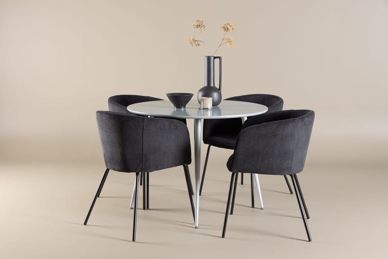 Plaza-ruokapöytä 100 cm ja 4 Berit-käsinojatuolia