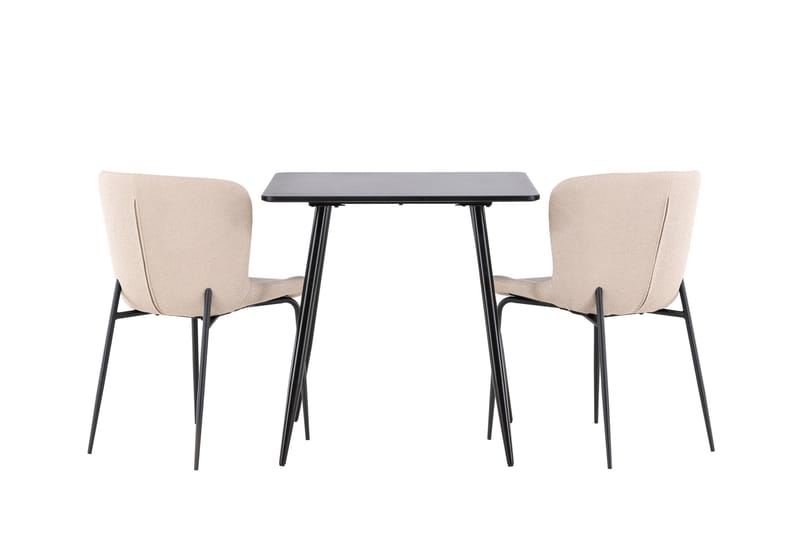 Polar Ruokailuryhmä 75 cm Neliömäinen jossa 2 Modesto tuolia - Musta/Beige - Huonekalut - Pöytä & ruokailuryhmä - Ruokailuryhmä
