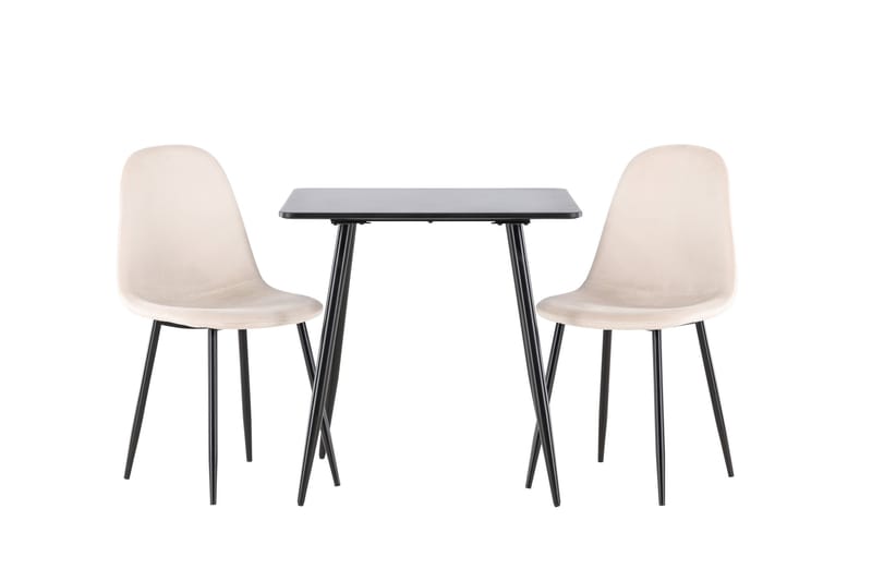 Polar Ruokailuryhmä 75 cm Neliömäinen jossa 2 Polar tuolia - Musta/Beige - Huonekalut - Pöytä & ruokailuryhmä - Ruokailuryhmä