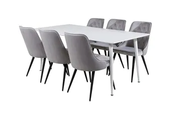 Polar-ruokapöytä 180 cm ja 6 Velvet Deluxe -samettituolia - Huonekalut - Pöytä & ruokailuryhmä - Ruokailuryhmä