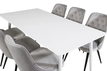 Polar-ruokapöytä 180 cm ja 6 Velvet Deluxe -samettituolia - Huonekalut - Pöytä & ruokailuryhmä - Ruokailuryhmä