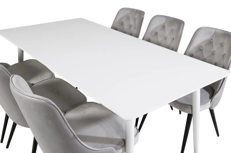 Polar-ruokapöytä 180 cm ja 6 Velvet Deluxe -samettituolia - Huonekalut - Pöytä & ruokailuryhmä - Ruokailuryhmä