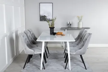 Polar-ruokapöytä 180 cm ja 6 Velvet Deluxe -samettituolia - Huonekalut - Pöytä & ruokailuryhmä - Ruokailuryhmä