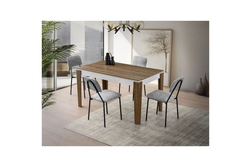 Pradera Ruokapöytä 175 cm Suorakulmainen - Pähkinä/Valkoinen - Huonekalut - Pöytä & ruokailuryhmä - Ruokapöydät & keittiön pöydät