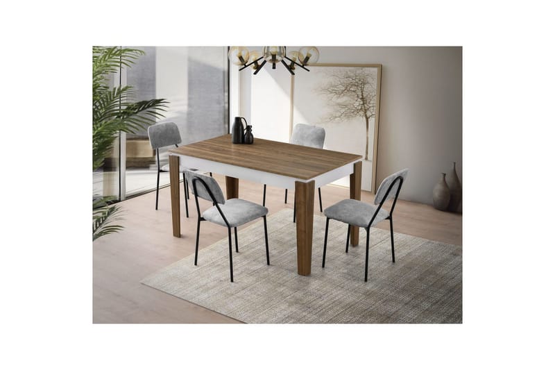 Pradera Ruokapöytä 175 cm Suorakulmainen - Pähkinä/Valkoinen - Huonekalut - Pöytä & ruokailuryhmä - Ruokapöydät & keittiön pöydät