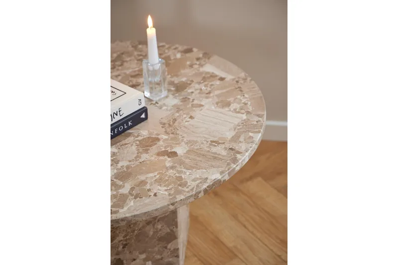 Prisa Pyöreä Sohvapöytä Marmorikivestä 80 cm - Beige - Huonekalut - Pöytä & ruokailuryhmä - Sohvapöytä