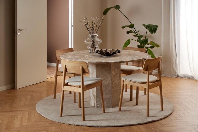 Prisa Pyöreä Ruokapöytä Marmorikivestä 130 cm - Beige - Huonekalut - Pöytä & ruokailuryhmä - Ruokapöydät & keittiön pöydät