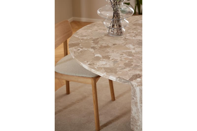 Prisa Pyöreä Ruokapöytä Marmorikivestä 130 cm - Beige - Huonekalut - Pöytä & ruokailuryhmä - Ruokapöydät & keittiön pöydät