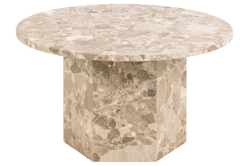 Prisa Pyöreä Sohvapöytä Marmorikivestä 80 cm, Beige