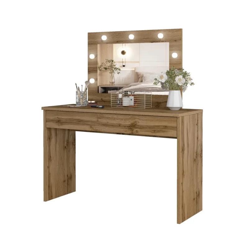 Pukupöytä peilillä Eva 1 laatikko - Wotan tammi - Huonekalut - Pöytä & ruokailuryhmä - Meikki- & kampauspöydät