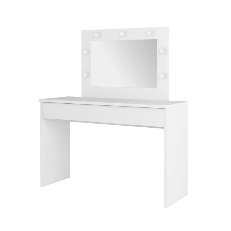 Pukupöytä peilillä Eva 1 laatikko, Valkoinen
