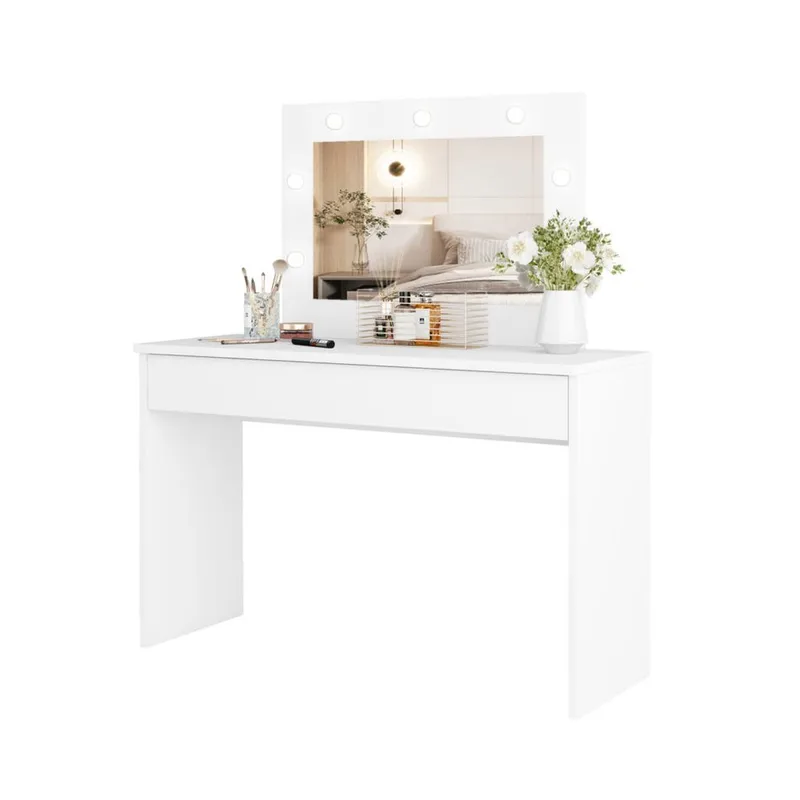 Pukupöytä peilillä Eva 1 laatikko - Valkoinen - Huonekalut - Pöytä & ruokailuryhmä - Meikki- & kampauspöydät