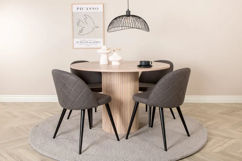 Pyöreä Bianca Ruokapöytä 4 kpl Velvet Ruokatuolia