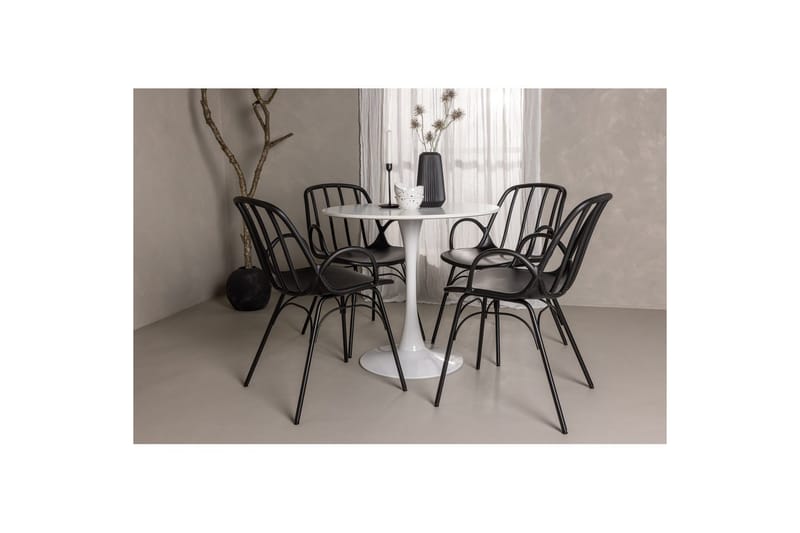 Pyöreä Ruokailuryhmä Hamden, Dyrön - Musta - Huonekalut - Pöytä & ruokailuryhmä - Ruokailuryhmä