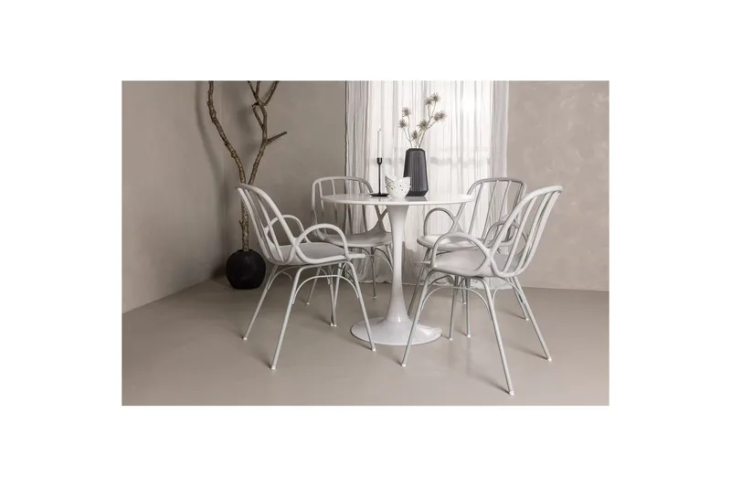 Pyöreä Ruokailuryhmä Hamden, Dyrön - Valkoinen - Huonekalut - Pöytä & ruokailuryhmä - Ruokailuryhmä