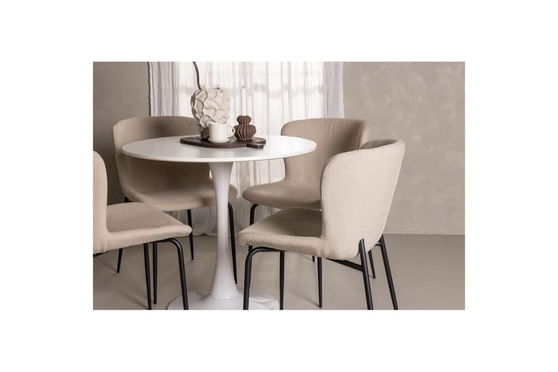 Pyöreä Ruokailuryhmä Hamden, Modesto - beige - Huonekalut - Pöytä & ruokailuryhmä - Ruokailuryhmä