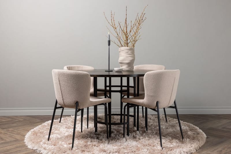 Pyöreä ruokailuryhmä Venture Home Copenhagen, Modesto Beige Tumma puu 4 kpl