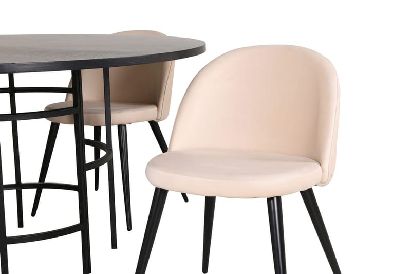 Pyöreä ruokailuryhmä Venture Home Copenhagen, Velvet - musta ja beige - Huonekalut - Pöytä & ruokailuryhmä - Ruokailuryhmä