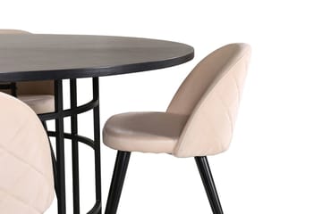 Pyöreä ruokailuryhmä Venture Home Copenhagen, Velvet - musta ja beige - Huonekalut - Pöytä & ruokailuryhmä - Ruokailuryhmä