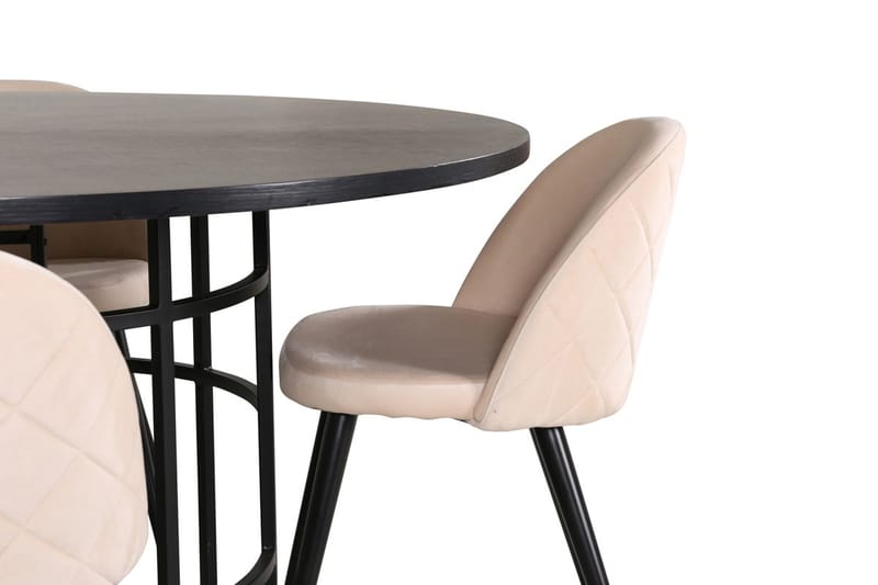Pyöreä ruokailuryhmä Venture Home Copenhagen, Velvet - musta ja beige - Huonekalut - Pöytä & ruokailuryhmä - Ruokailuryhmä