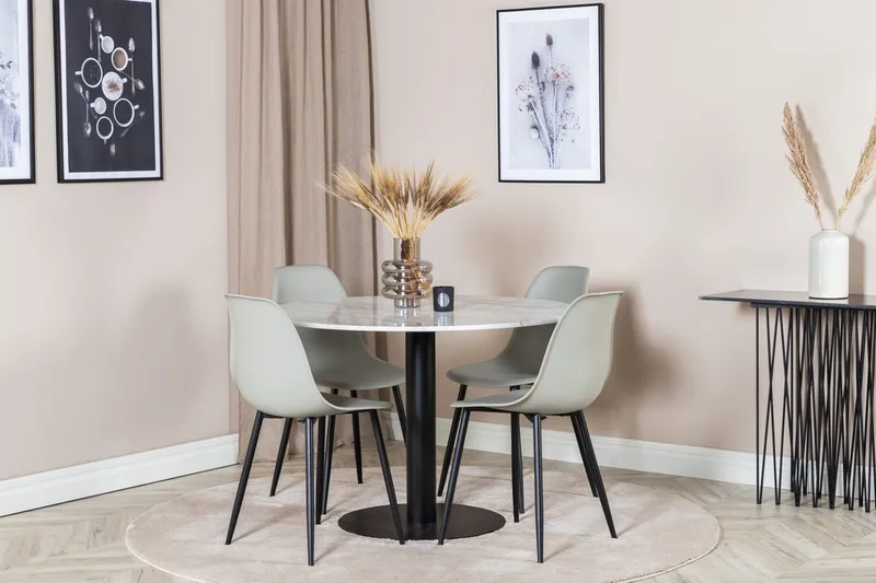 Pyöreä ruokailuryhmä Venture Home Estelle, Polar Valkoinen marmori