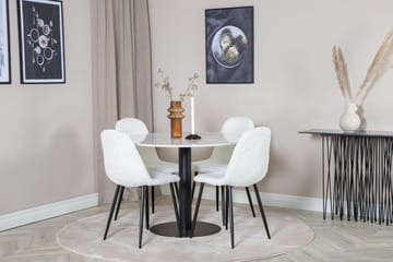 Pyöreä ruokailuryhmä Venture Home Estelle, Polar Valkoinen Valkoinen marmori 4 kpl - Huonekalut - Pöytä & ruokailuryhmä - Ruokailuryhmä