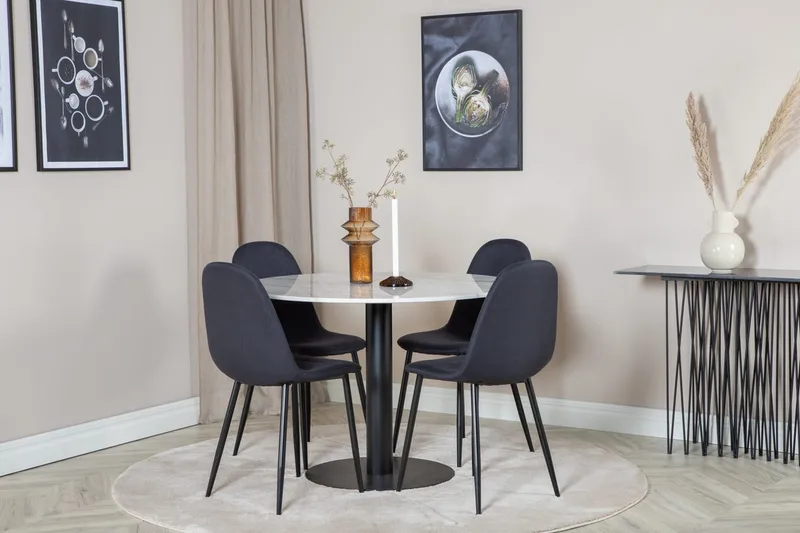 Pyöreä ruokailuryhmä Venture Home Estelle, Polar Valkoinen marmori
