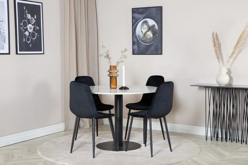 Pyöreä ruokailuryhmä Venture Home Estelle, Polar Valkoinen marmori