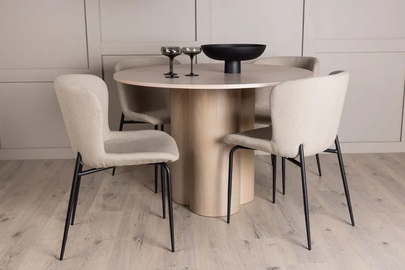 Pyöreä ruokailuryhmä Venture Home Olivia, Modesto Vaalea puu