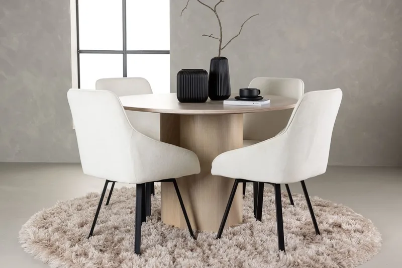 Pyöreä ruokailuryhmä Venture Home Olivia, Rosie Beige Vaalea puu 4 kpl
