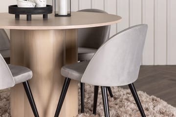 Pyöreä ruokailuryhmä Venture Home Olivia, Velvet Harmaa Vaalea puu 4 kpl - Huonekalut - Pöytä & ruokailuryhmä - Ruokailuryhmä