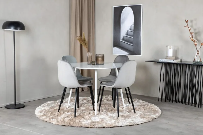 Pyöreä ruokailuryhmä Venture Home Plaza, Polar Harmaa Valkoinen 4 kpl