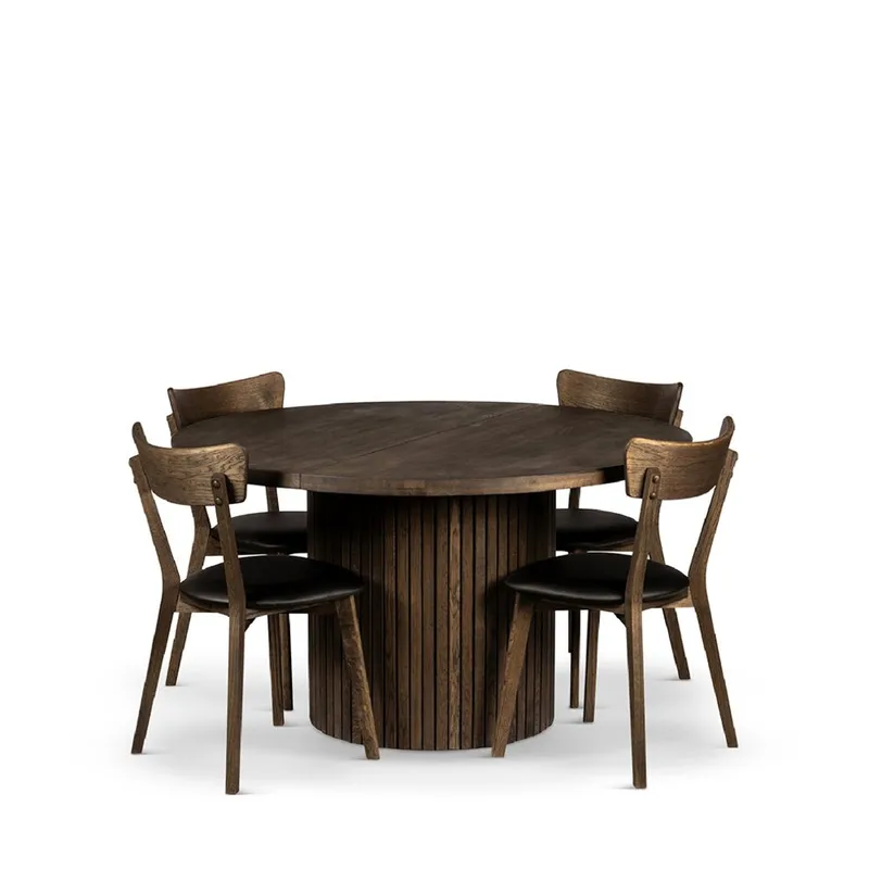 Pyöreä ruokapöytä Bremen 135 cm tuoleilla, Pöytä ja 4 Ekeby-tuolia