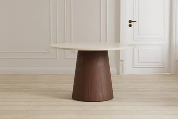 Pyöreä ruokapöytä Lanzo 120 cm - Beige - Huonekalut - Pöytä & ruokailuryhmä - Ruokapöydät & keittiön pöydät