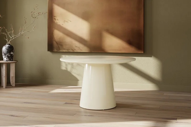 Pyöreä ruokapöytä Lanzo 120 cm Glossy, Beige