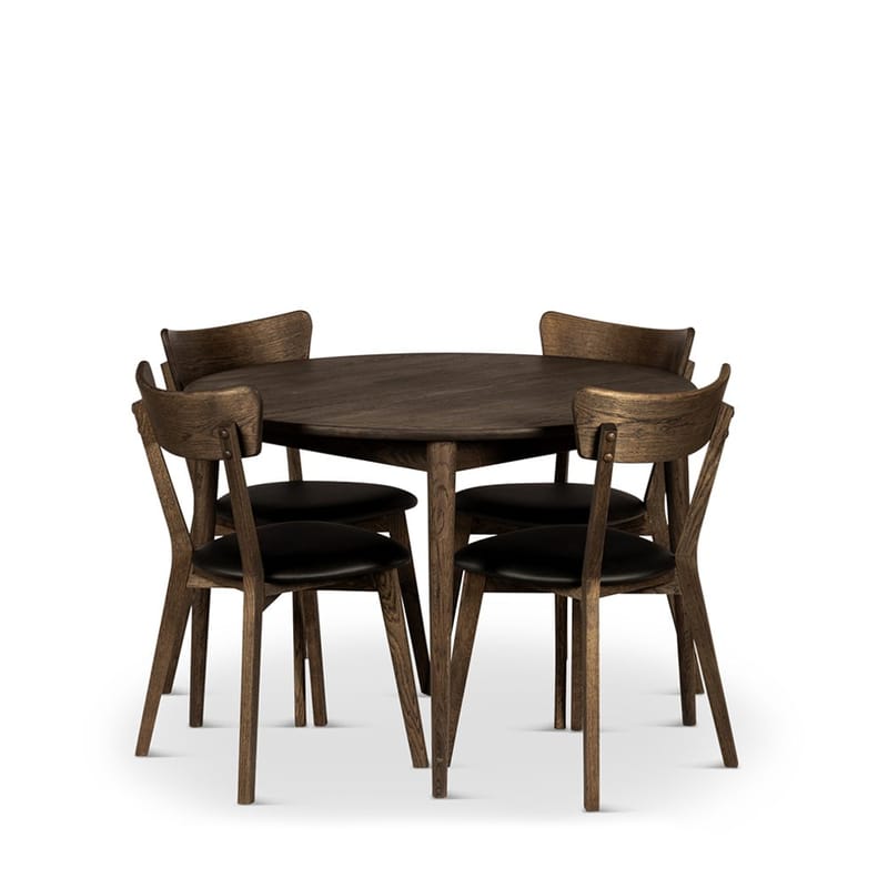 Pyöreä ruokapöytä Nyborg 110 cm tuoleineen, Pöytä ja 4 Ekeby-tuolia