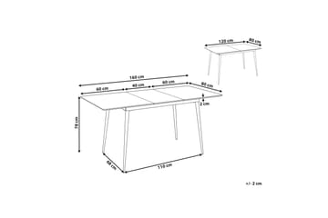 Rablio Ruokapöytä Jatkettava 120-160x80 cm - Musta/Harmaa - Huonekalut - Pöytä & ruokailuryhmä - Ruokapöydät & keittiön pöydät