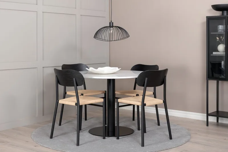 Razzia-ruokapöytä 106 cm ja 4 Polly-ruokatuolia