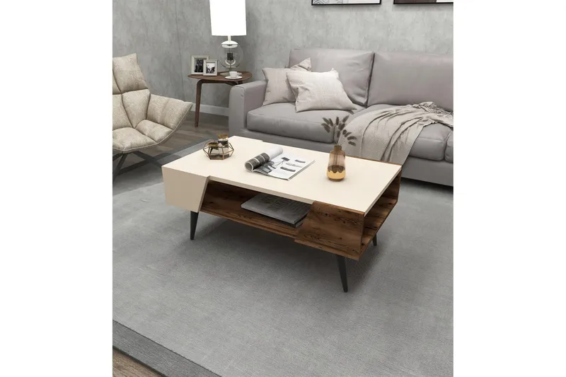 Rebelo Sohvapöytä 90 cm - Beige/Vaaleanruskea - Huonekalut - Pöytä & ruokailuryhmä - Sohvapöytä