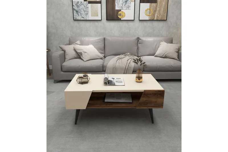 Rebelo Sohvapöytä 90 cm - Beige/Vaaleanruskea - Huonekalut - Pöytä & ruokailuryhmä - Sohvapöytä