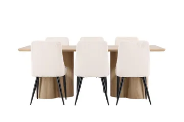 Rektangulär matgrupp Venture Home Beige Ljust trä 6st - Huonekalut - Pöytä & ruokailuryhmä - Ruokailuryhmä