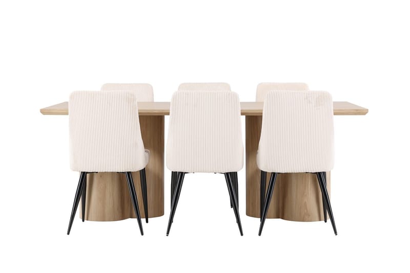 Rektangulär matgrupp Venture Home Beige Ljust trä 6st - Huonekalut - Pöytä & ruokailuryhmä - Ruokailuryhmä