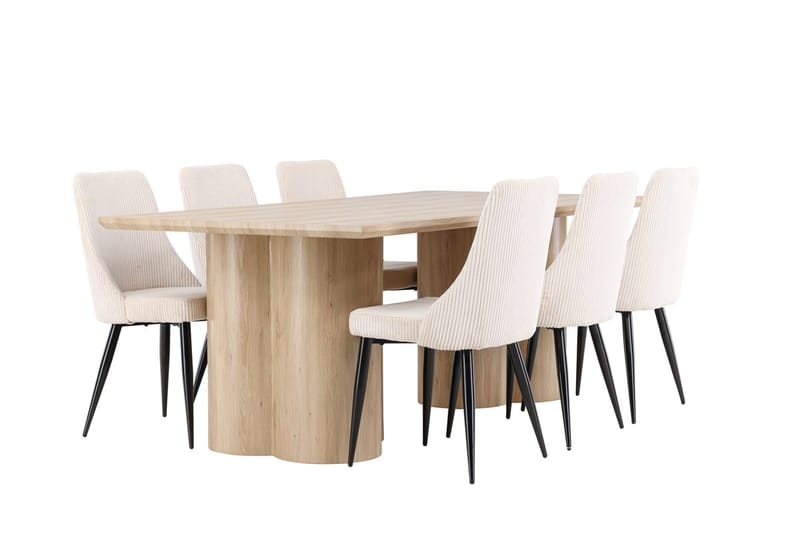 Rektangulär matgrupp Venture Home Beige Ljust trä 6st - Huonekalut - Pöytä & ruokailuryhmä - Ruokailuryhmä
