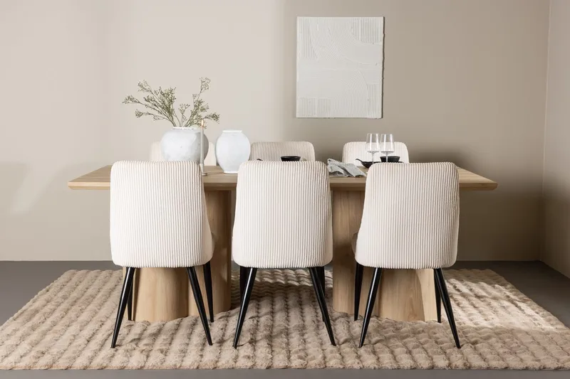 Rektangulär matgrupp Venture Home Beige Ljust trä 6st