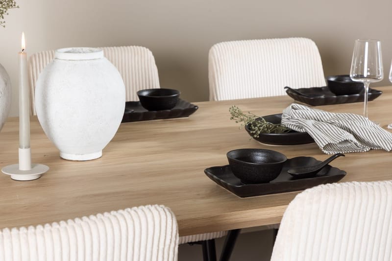 Rektangulär matgrupp Venture Home Beige Ljust trä 6st - Huonekalut - Pöytä & ruokailuryhmä - Ruokailuryhmä