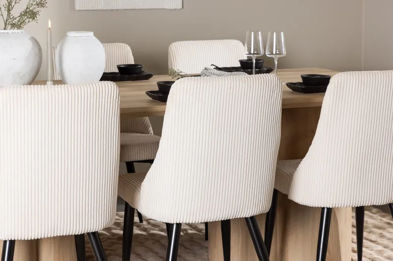 Rektangulär matgrupp Venture Home Beige Ljust trä 6st - Huonekalut - Pöytä & ruokailuryhmä - Ruokailuryhmä