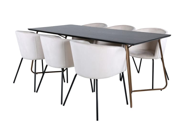 Rektangulär matgrupp Venture Home Beige Mässing - Huonekalut - Pöytä & ruokailuryhmä - Ruokailuryhmä