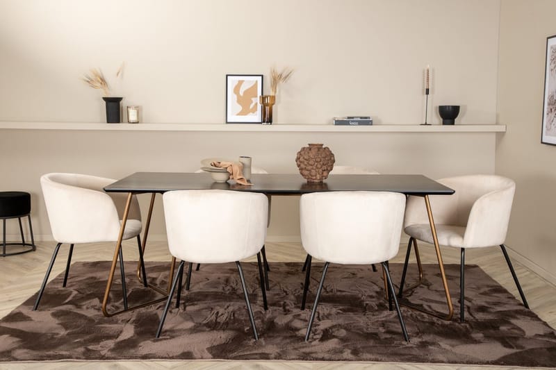 Rektangulär matgrupp Venture Home Beige Mässing